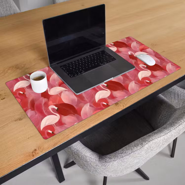 Flamingo - Botanisch - Elegant - Roze - Rood Muismat XXL klein 681 -sfeer1