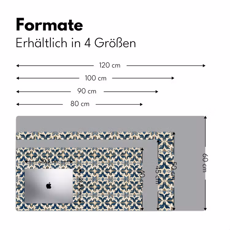 Tegel - Patroon - Blauw - Beige Muismat XXL klein 681 -ysfeer5_duits