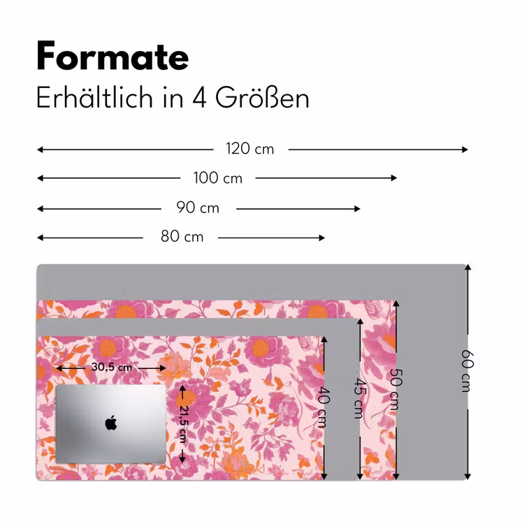 Bloemenpatroon - Roze - Oranje - Bloemen Muismat XXL klein -ysfeer5_duits