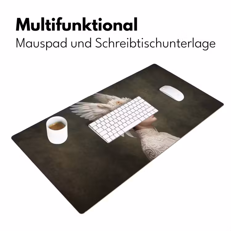 Vleugels - Vrouw - Wit Muismat XXL klein -ysfeer4_duits