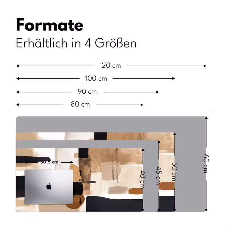 Vlakken - Abstract - Zwart - Strepen Muismat XXL klein -ysfeer5_duits