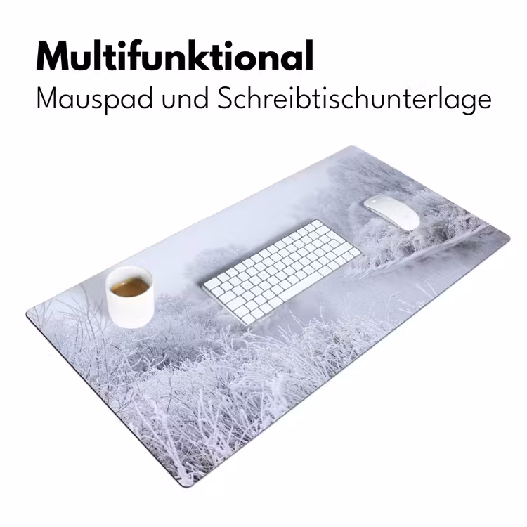Rivier - Sneeuw - Bos - Winter - Schilderachtig Muismat XXL klein -ysfeer4_duits