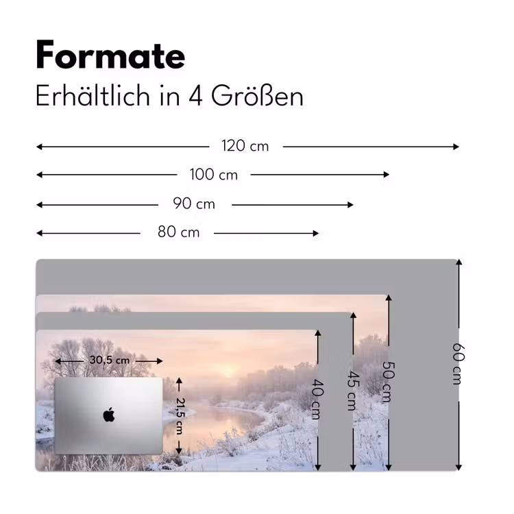 Rivier - Winter - Landschap - Sneeuw - Zonsopgang Muismat XXL klein -ysfeer5_duits