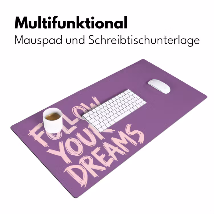 Follow your dreams - Paars - Penseeltextuur Muismat XXL klein -ysfeer4_duits