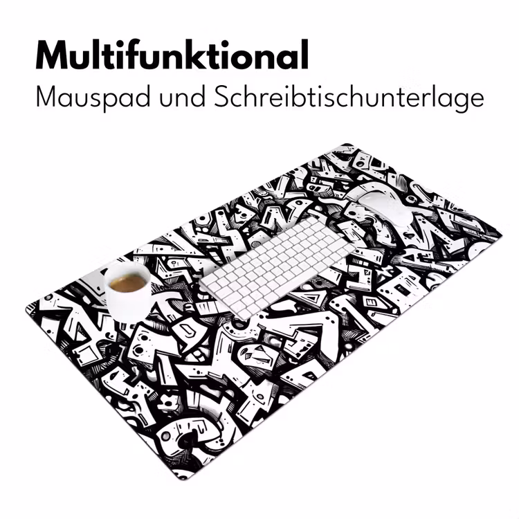 Vormen - Letters - Graffiti - Zwart Muismat XXL klein -ysfeer4_duits