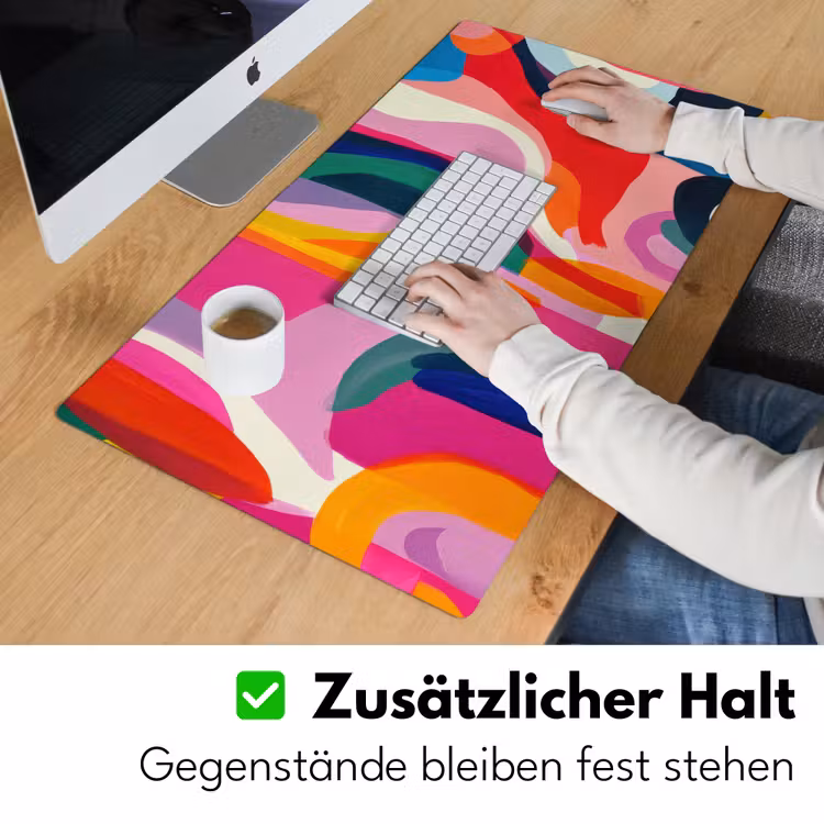 Vormen - Golvend - Abstract - Felroze Muismat XXL klein -ysfeer3_duits