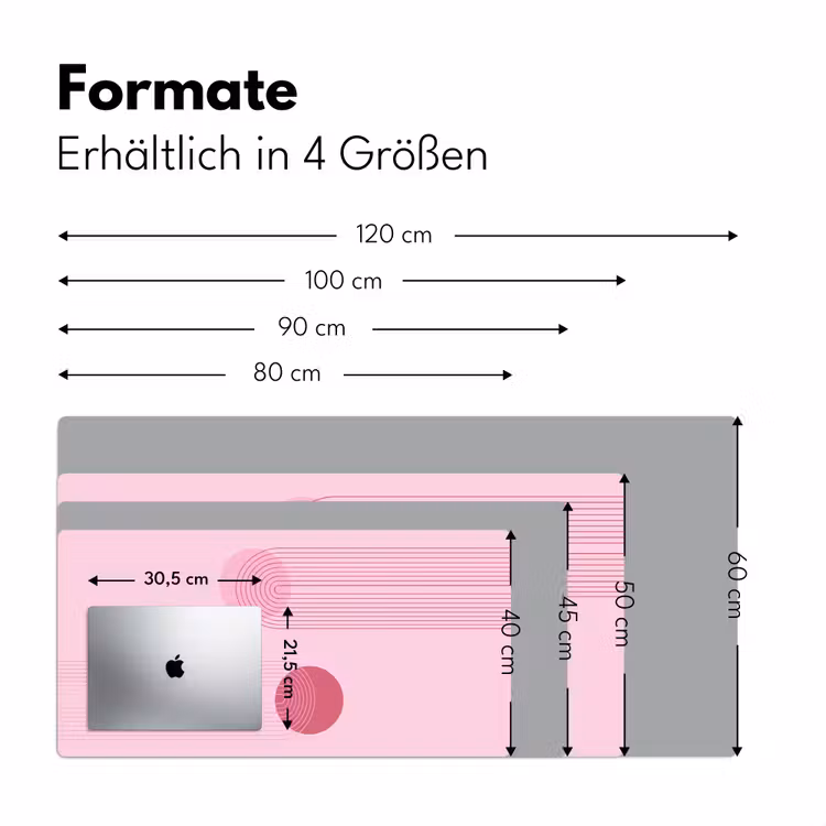 Schreibtischunterlage - Formen – Linien – Minimalistisch – Rosa - Vormen - Lijnen - Minimalistisch - Roze Muismat XXL klein