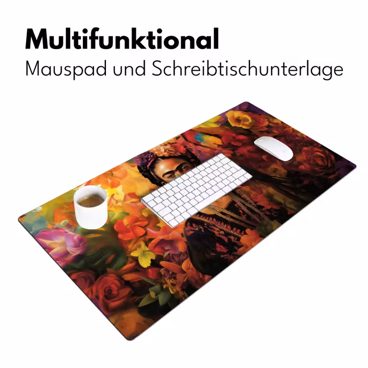 Vrouw - Bloemen - Papegaai - Schilderachtig Muismat XXL klein -ysfeer4_duits