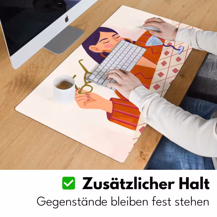 Schreibtischunterlage - Frau – Brille – Cocktail – Illustration – Modern - Vrouw - Bril - Cocktail - Illustratie - Modern Muismat XXL klein