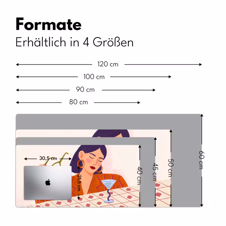Schreibtischunterlage - Frau – Brille – Cocktail – Illustration – Modern - Vrouw - Bril - Cocktail - Illustratie - Modern Muismat XXL klein