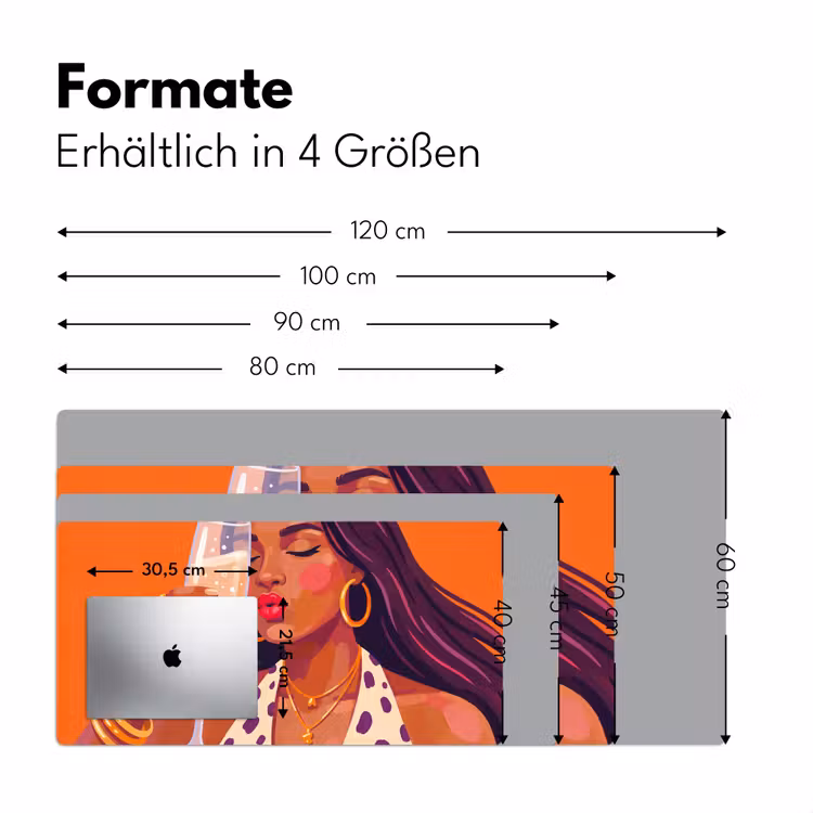 Schreibtischunterlage - Frau – Champagner – Party – Modern – Orange - Vrouw - Champagne - Feest - Modern - Oranje Muismat XXL klein