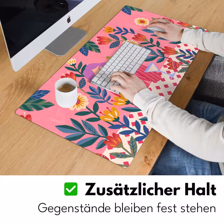 Schreibtischunterlage - Frau – Cocktail – Blumen – Modern – Rosa — 3