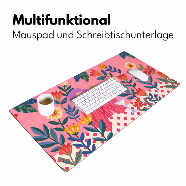 Schreibtischunterlage - Frau – Cocktail – Blumen – Modern – Rosa — 4
