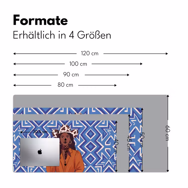 Schreibtischunterlage - Frau – Cowboyhut – Porträt – Modern – Blau - Vrouw - Cowboyhoed - Portret - Modern - Blauw Muismat XXL klein