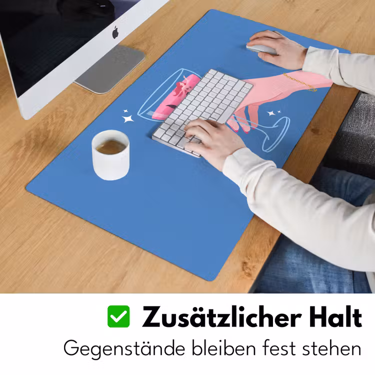 Schreibtischunterlage - Frau – Glas – Abstrakt – Rosa – Blau - Vrouw - Glas - Abstract - Roze - Blauw Muismat XXL klein