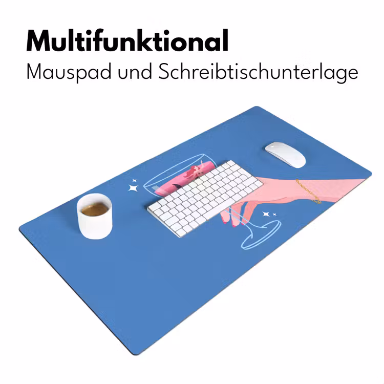 Schreibtischunterlage - Frau – Glas – Abstrakt – Rosa – Blau - Vrouw - Glas - Abstract - Roze - Blauw Muismat XXL klein