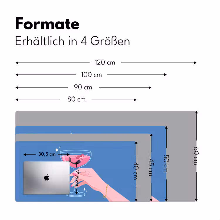 Schreibtischunterlage - Frau – Glas – Abstrakt – Rosa – Blau - Vrouw - Glas - Abstract - Roze - Blauw Muismat XXL klein