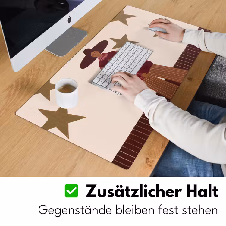 Schreibtischunterlage - Frau – Hut – Abstrakt – Modern – Porträt - Vrouw - Hoed - Abstract - Modern - Portret Muismat XXL klein