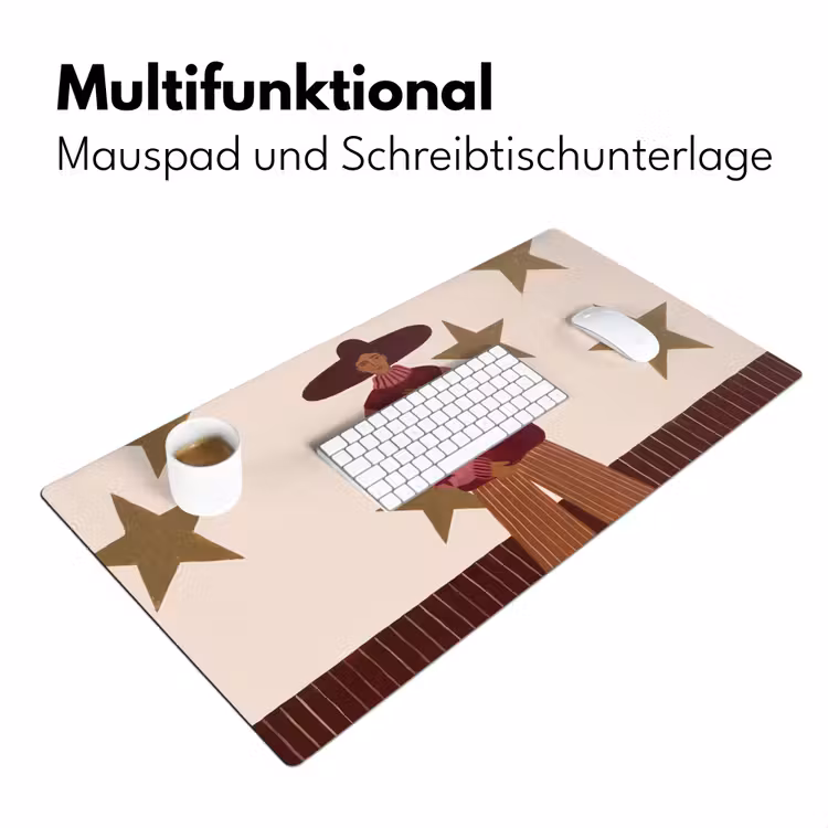 Schreibtischunterlage - Frau – Hut – Abstrakt – Modern – Porträt - Vrouw - Hoed - Abstract - Modern - Portret Muismat XXL klein