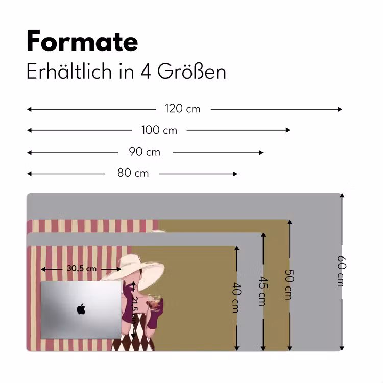 Schreibtischunterlage - Frau – Hut – Mode – Abstrakt – Bunt - Vrouw - Hoed - Mode - Abstract - Kleurrijk Muismat XXL klein