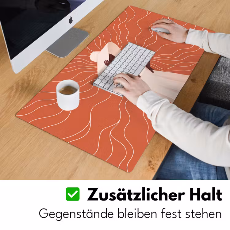 Schreibtischunterlage - Frau – Hut – Porträt – Modern – Beige - Vrouw - Hoed - Portret - Modern - Beige Muismat XXL klein