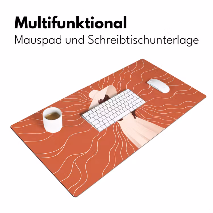 Schreibtischunterlage - Frau – Hut – Porträt – Modern – Beige - Vrouw - Hoed - Portret - Modern - Beige Muismat XXL klein