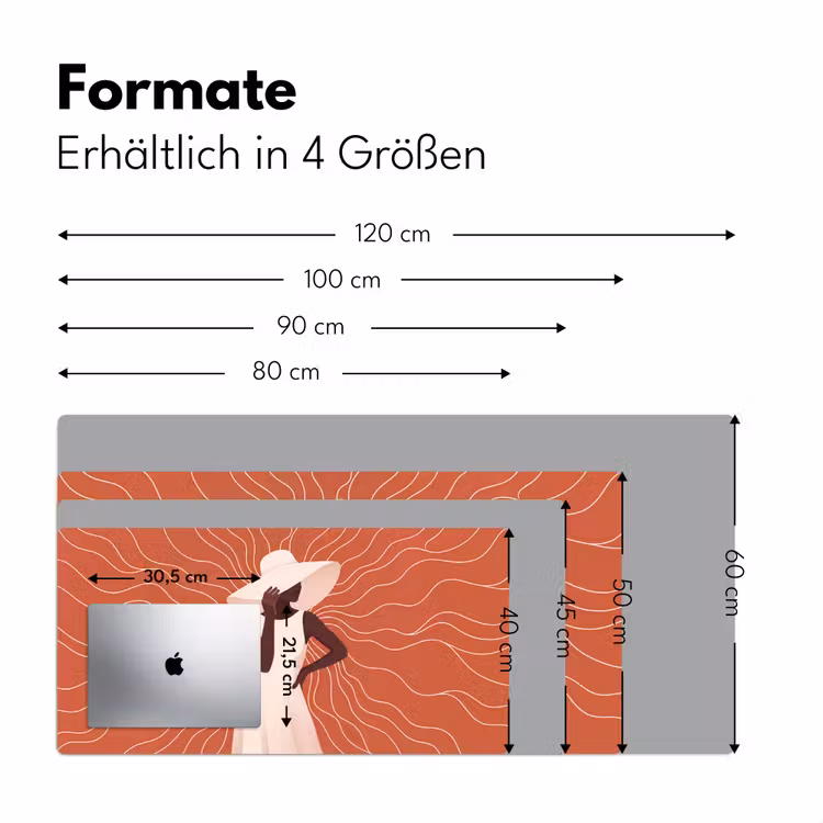 Schreibtischunterlage - Frau – Hut – Porträt – Modern – Beige - Vrouw - Hoed - Portret - Modern - Beige Muismat XXL klein