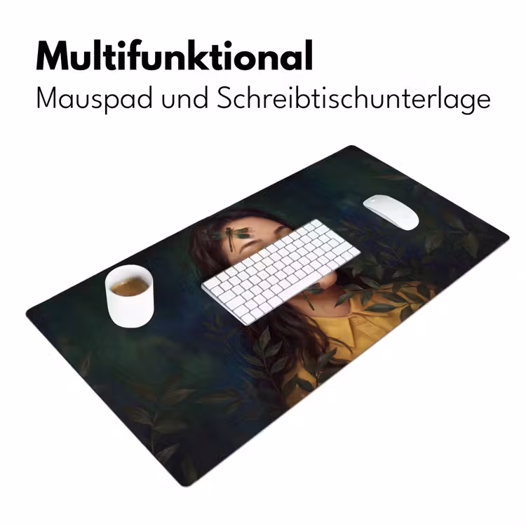 Vrouw - Insecten - Natuur - Portret - Groen Muismat XXL klein -ysfeer4_duits