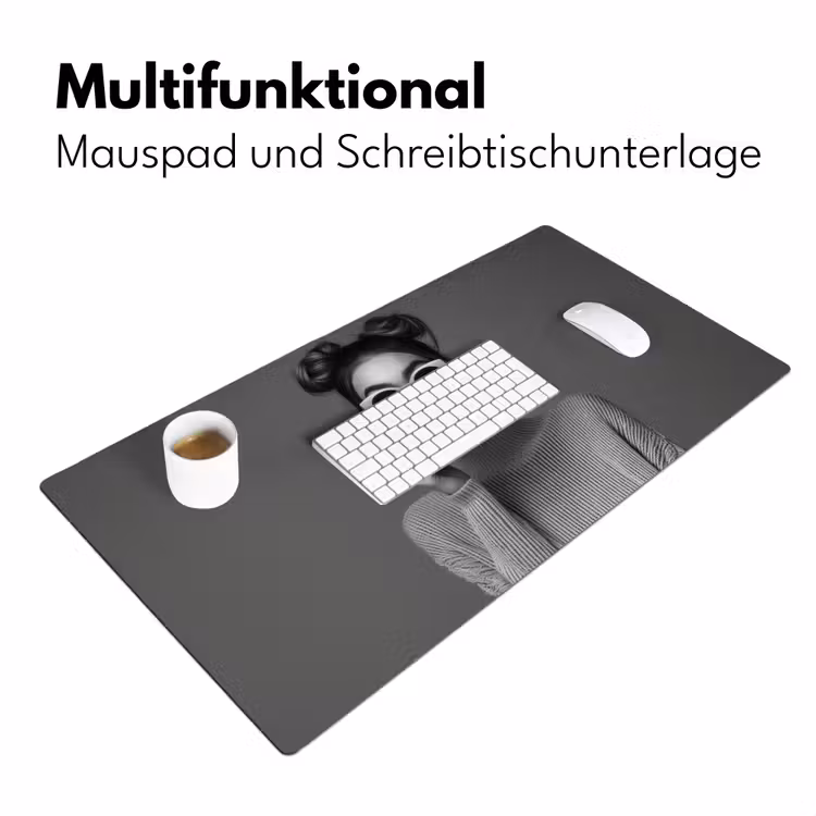 Vrouw - Koffie - Zwart - Wit Muismat XXL klein -ysfeer4_duits