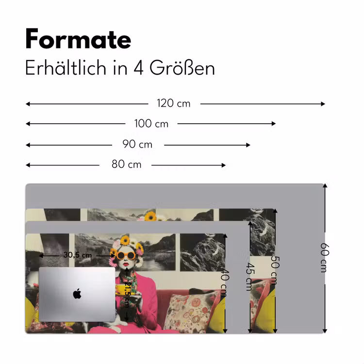 Vrouw - Kat - Bloemen - Kopje - Retro Muismat XXL klein -ysfeer5_duits
