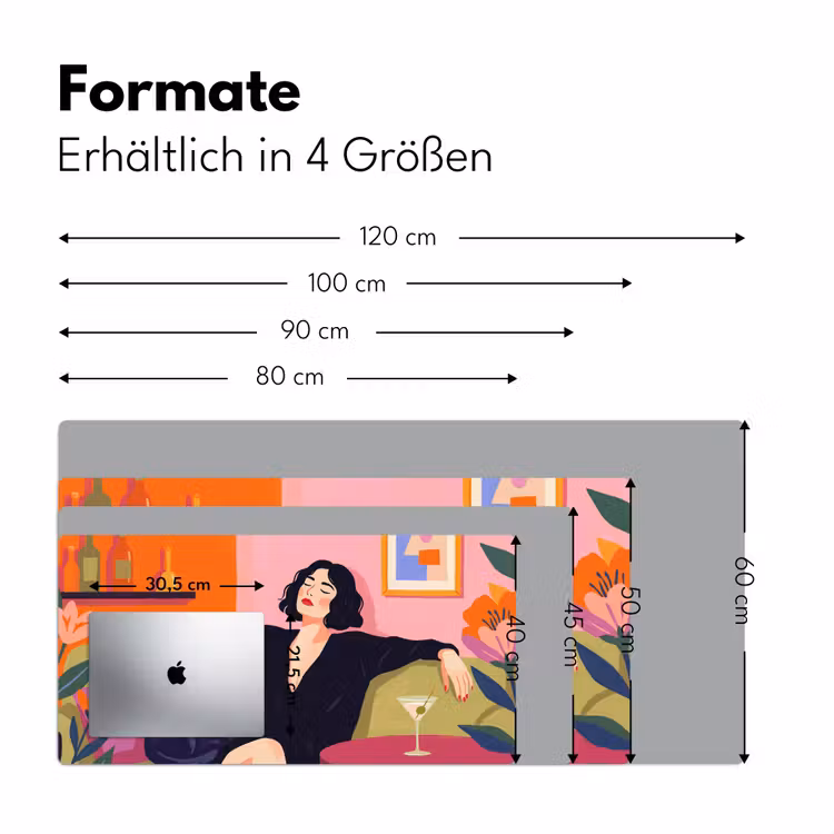 Schreibtischunterlage - Frau – Katze – Inneneinrichtung – Modern – Farbenfroh - Vrouw - Kat - Interieur - Modern - Kleurrijk Muismat XXL klein