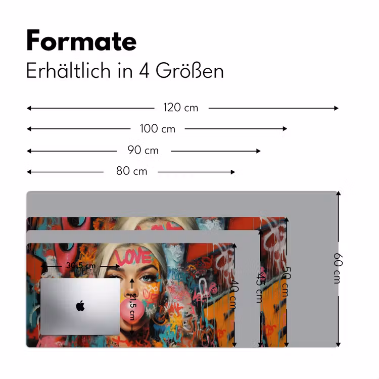 Vrouw - Kauwgom - Graffiti - Love Muismat XXL klein -ysfeer5_duits