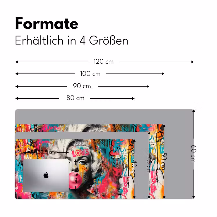 Vrouw - Kauwgom - Graffiti - Neonkleuren Muismat XXL klein -ysfeer5_duits