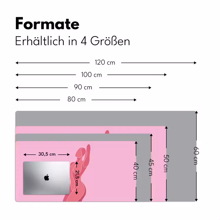 Schreibtischunterlage - Frau – Körper – Abstrakt – Rosa - Vrouw - Lichaam - Abstract - Roze Muismat XXL klein