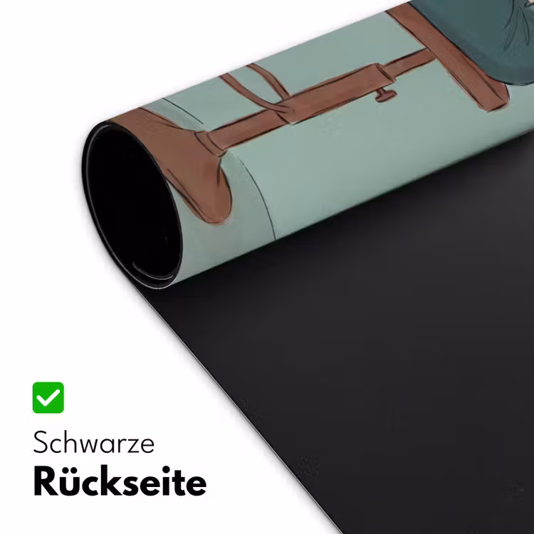 Schreibtischunterlage - Frau – Laptop – sitzend – Illustration – Grün - Vrouw - Laptop - Zittend - Illustratie - Groen Muismat XXL klein