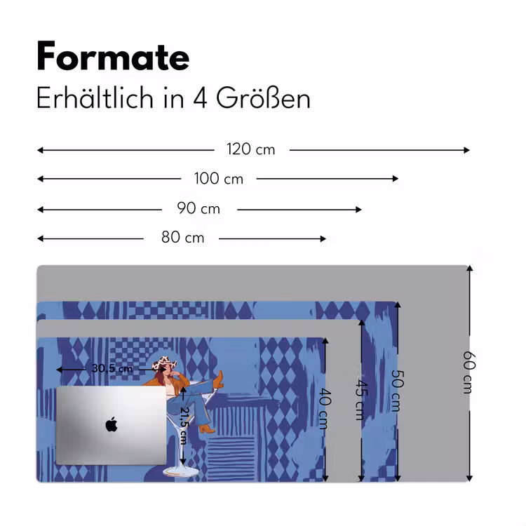 Schreibtischunterlage - Frau – Martini-Glas – Abstrakt – Blau – Kunst - Vrouw - Martini glas - Abstract - Blauw - Kunst Muismat XXL klein