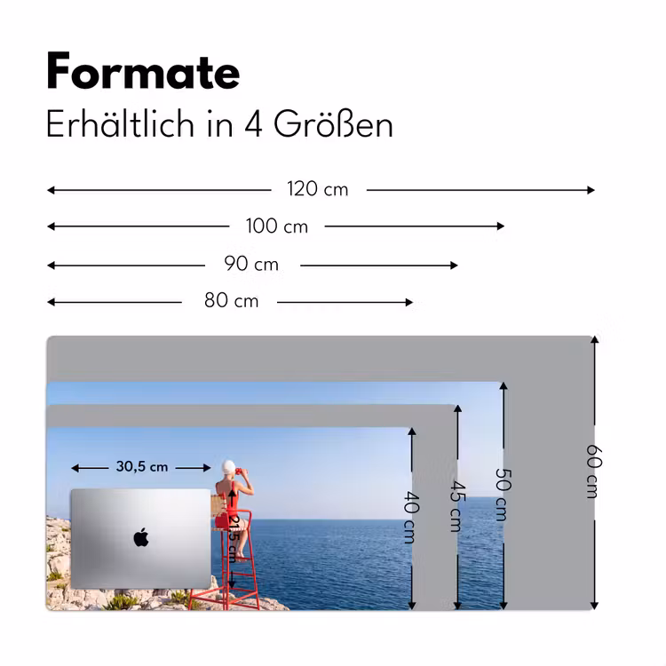Schreibtischunterlage - Frau – Meer – Küste – Fernglas – Rot - Vrouw - Zee - Kust - Verrekijker - Rood Muismat XXL klein
