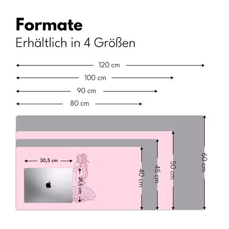 Schreibtischunterlage - Frau – Muschel – Kunst – Strichzeichnung – Rosa — 5