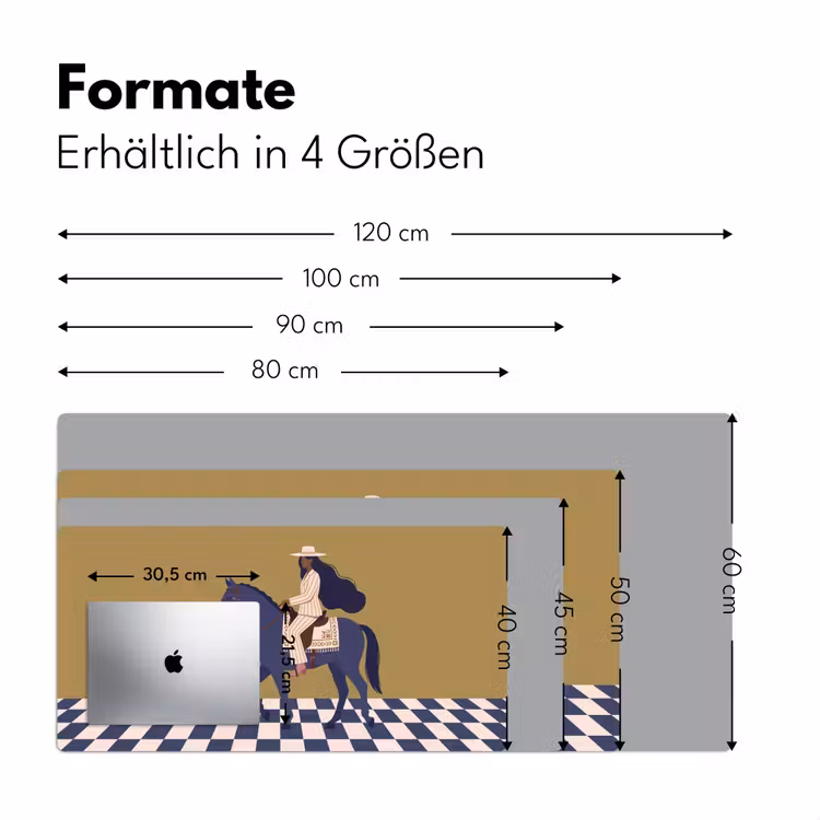 Schreibtischunterlage - Frau – Pferd – Reiten – Modern – Abstrakt - Vrouw - Paard - Rijden - Modern - Abstract Muismat XXL klein