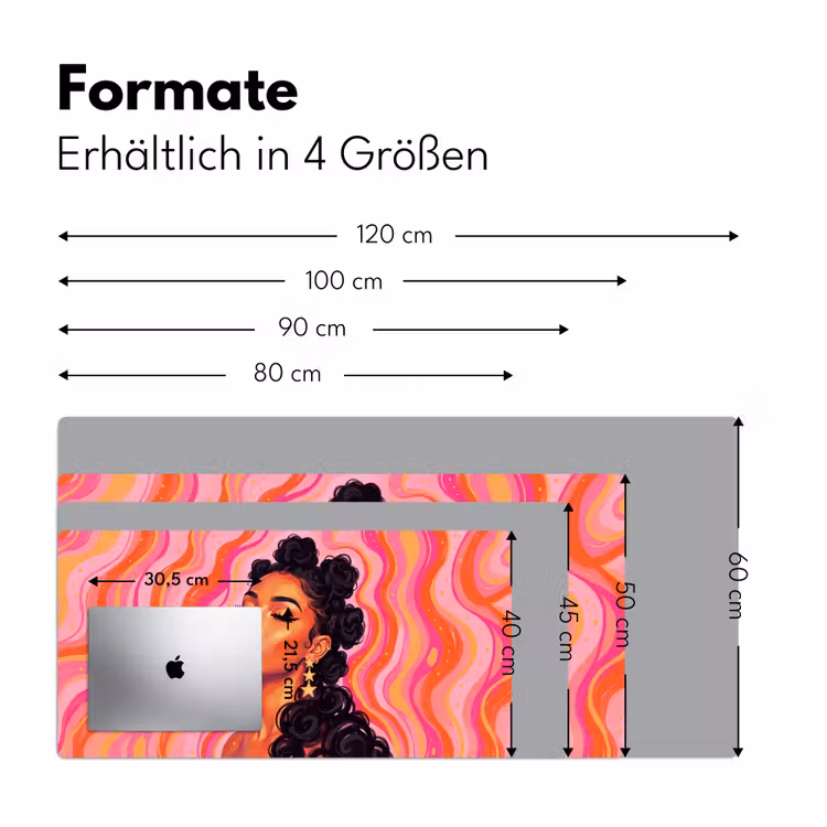 Schreibtischunterlage - Frau – Porträt – Abstrakt – Bunt – Rosa - Vrouw - Portret - Abstract - Kleurrijk - Roze Muismat XXL klein
