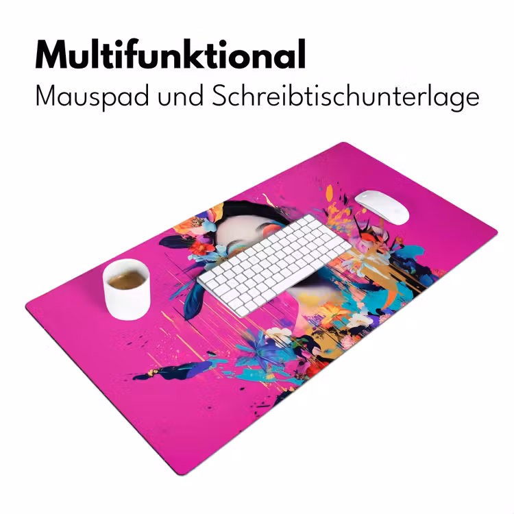 Vrouw - Portret - Abstract - Paars Muismat XXL klein -ysfeer4_duits