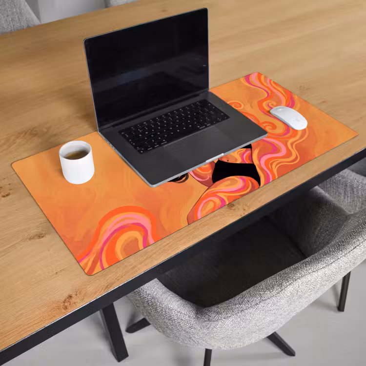 Schreibtischunterlage - Frau – Porträt – Abstrakt – Modern – Farbenfroh - Vrouw - Portret - Abstract - Modern - Kleurrijk Muismat XXL klein