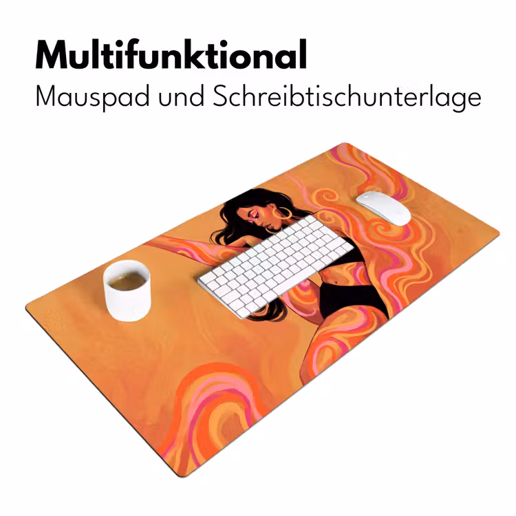 Schreibtischunterlage - Frau – Porträt – Abstrakt – Modern – Farbenfroh - Vrouw - Portret - Abstract - Modern - Kleurrijk Muismat XXL klein
