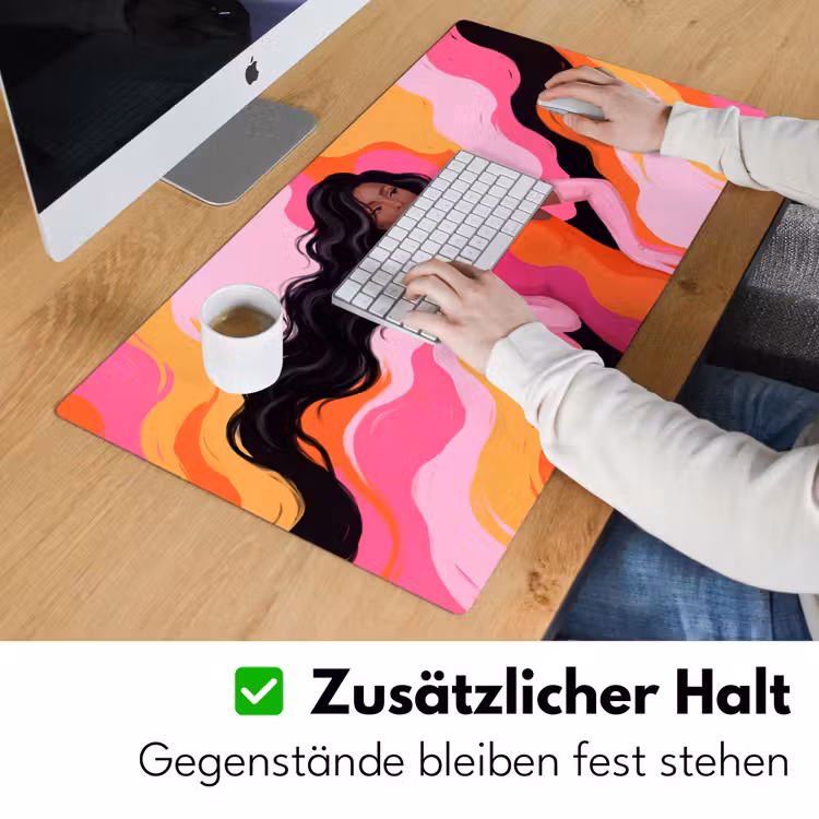 Schreibtischunterlage - Frau – Porträt – Farbenfroh – Modern – Kunst - Vrouw - Portret - Kleurrijk - Modern - Kunst Muismat XXL klein