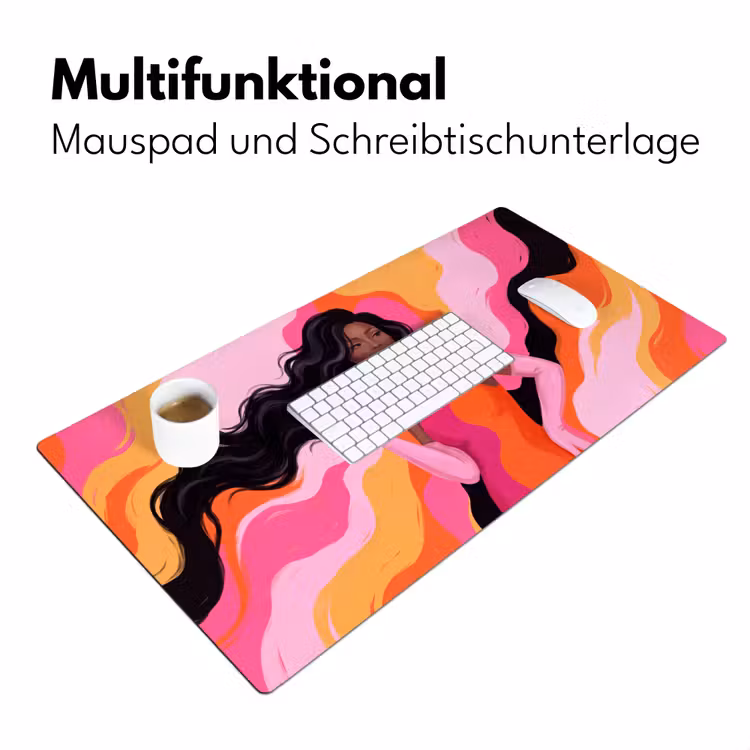 Schreibtischunterlage - Frau – Porträt – Farbenfroh – Modern – Kunst - Vrouw - Portret - Kleurrijk - Modern - Kunst Muismat XXL klein