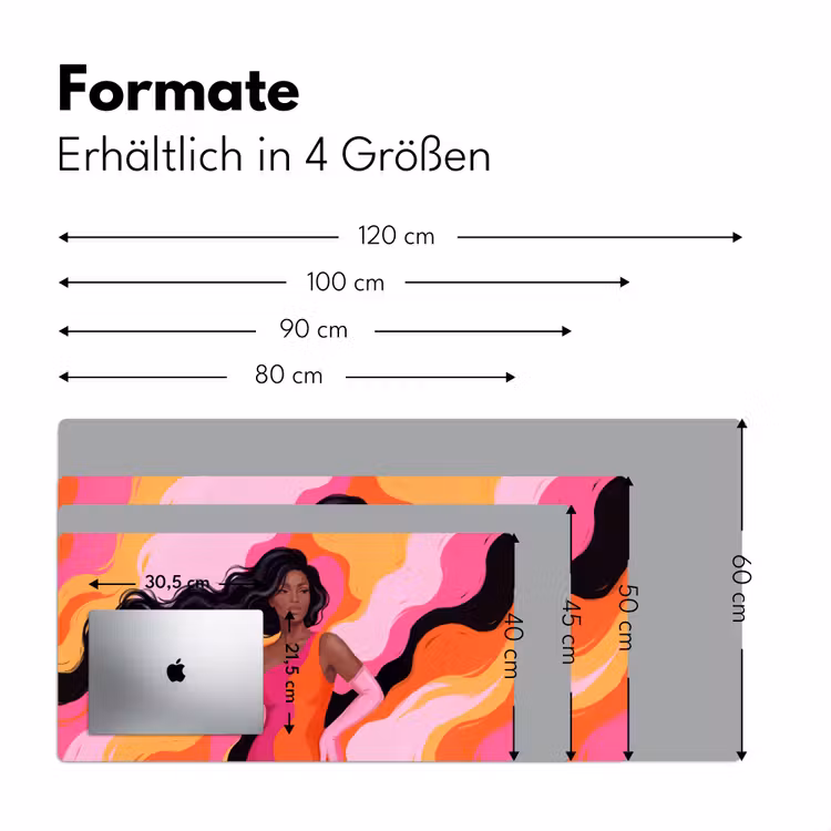 Schreibtischunterlage - Frau – Porträt – Farbenfroh – Modern – Kunst - Vrouw - Portret - Kleurrijk - Modern - Kunst Muismat XXL klein