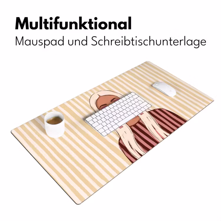 Schreibtischunterlage - Frau – Porträt – Illustration – Modern – Rosa - Vrouw - Portret - Illustratie - Modern - Roze Muismat XXL klein