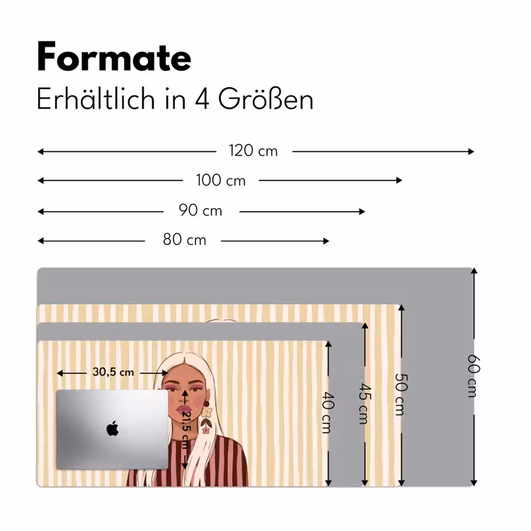 Schreibtischunterlage - Frau – Porträt – Illustration – Modern – Rosa - Vrouw - Portret - Illustratie - Modern - Roze Muismat XXL klein