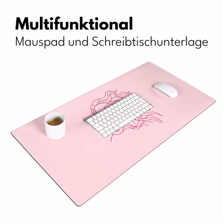 Schreibtischunterlage - Frau – Porträt – Klassisch – Strichzeichnung – Rosa - Vrouw - Portret - Klassiek - Line-art - Roze Muismat XXL klein