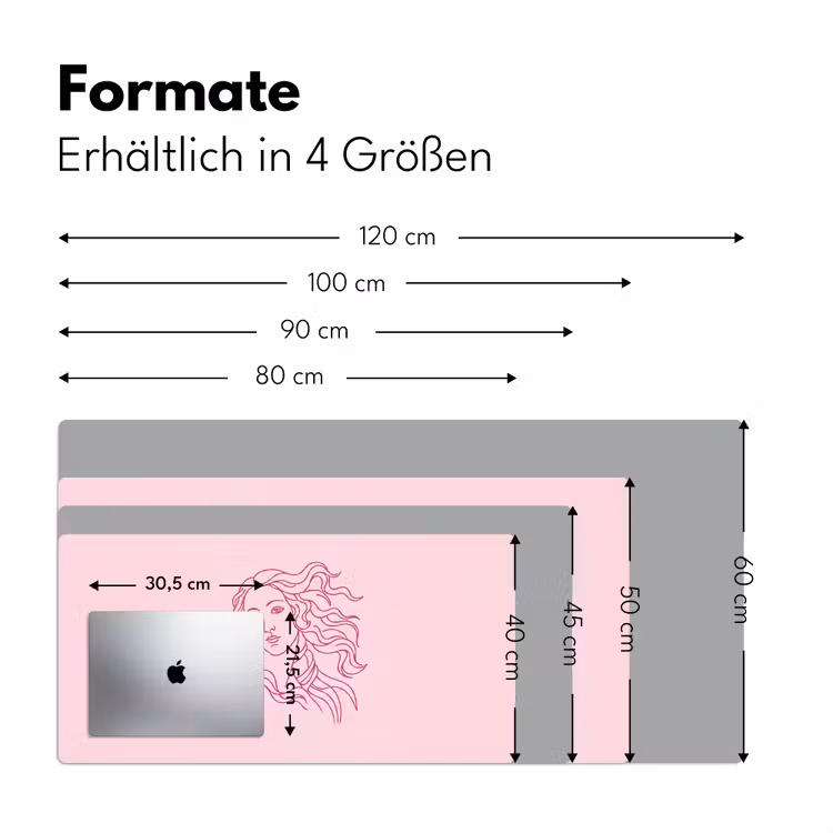 Schreibtischunterlage - Frau – Porträt – Klassisch – Strichzeichnung – Rosa - Vrouw - Portret - Klassiek - Line-art - Roze Muismat XXL klein
